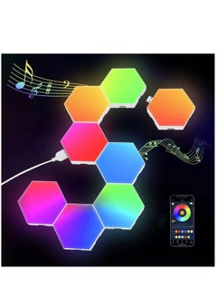 LED RGB Gaming Light Decorative Ambient Light Smart Modular Panel Hexagonal Tile Push Slide Extension Shape Wall Light
