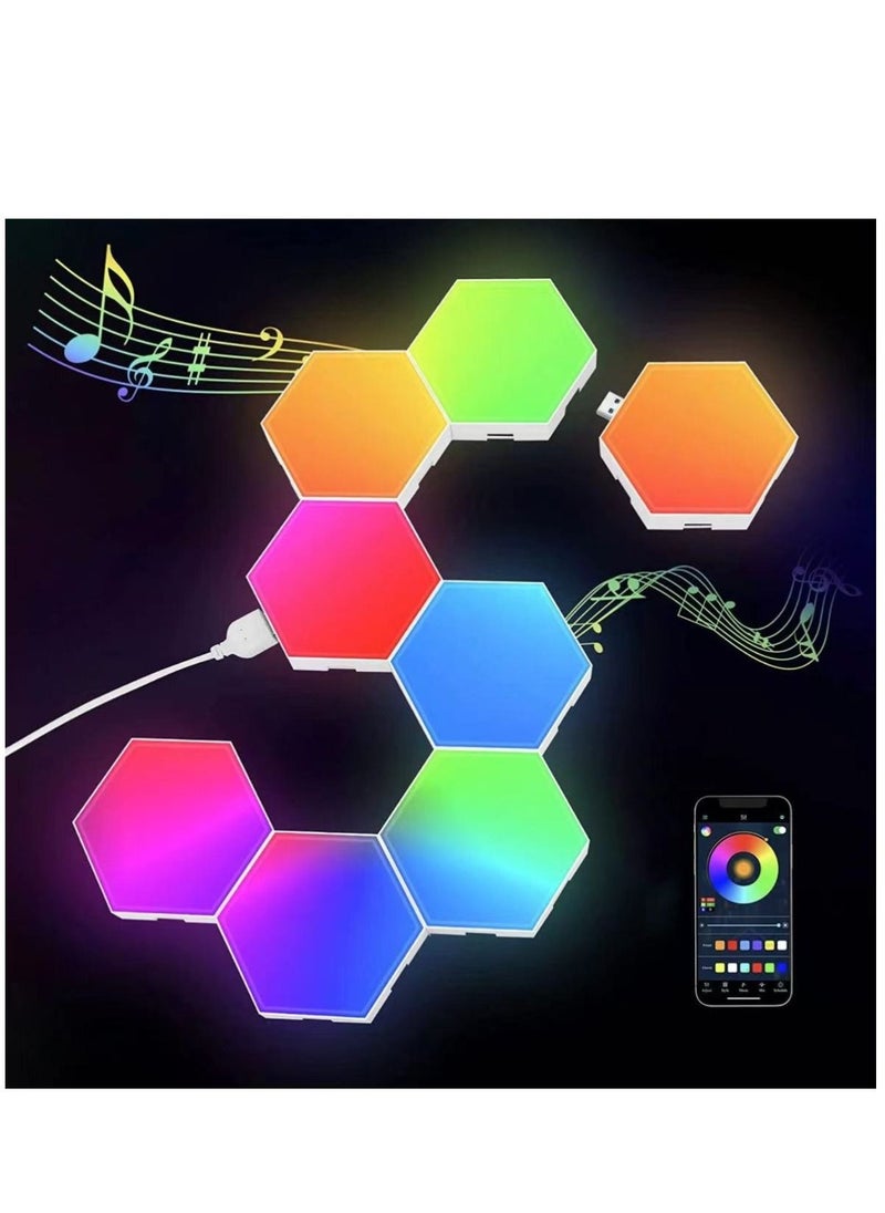 Arabest - LED RGB Gaming Light Decorative Ambient Light Smart Modular Panel Hexagonal Tile Push Slide Extension Shape Wall Light - Image 1