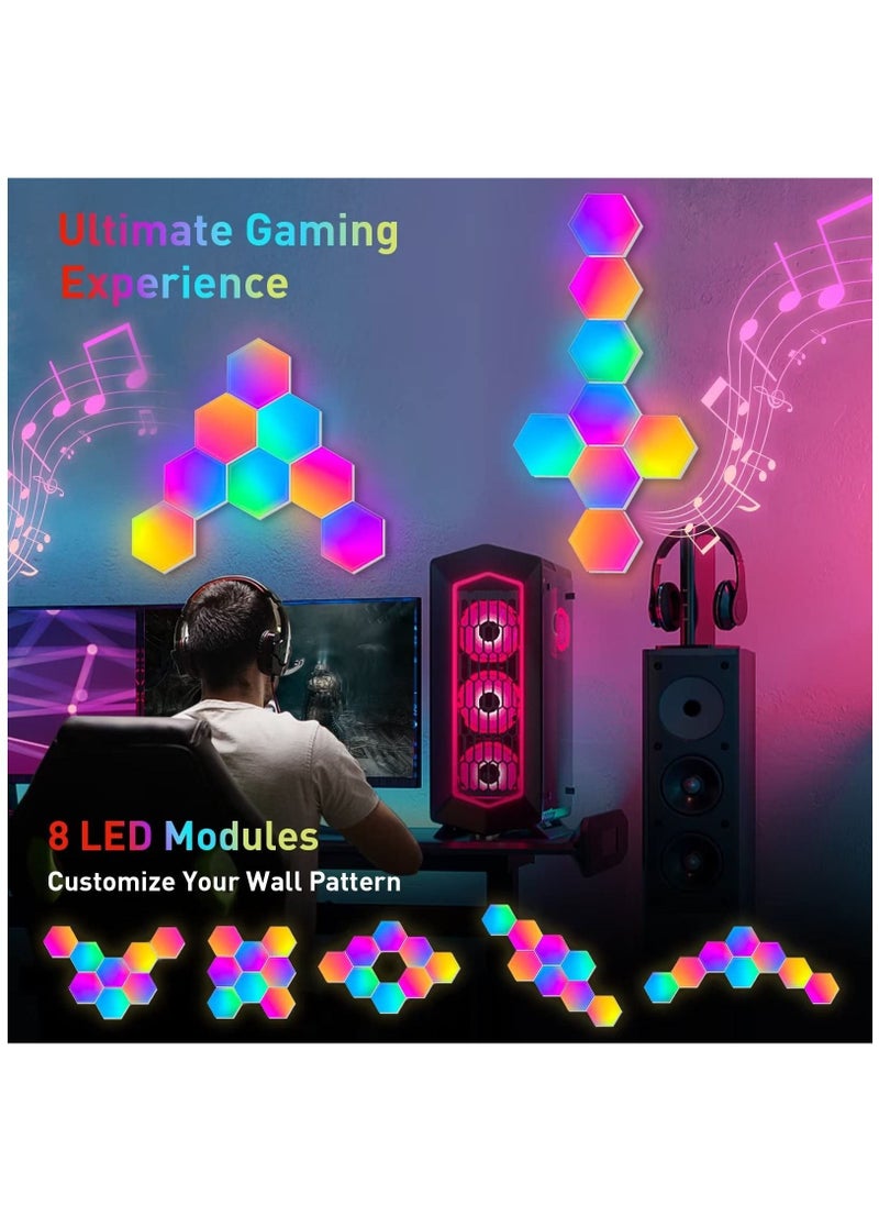 Arabest - LED RGB Gaming Light Decorative Ambient Light Smart Modular Panel Hexagonal Tile Push Slide Extension Shape Wall Light - Image 1