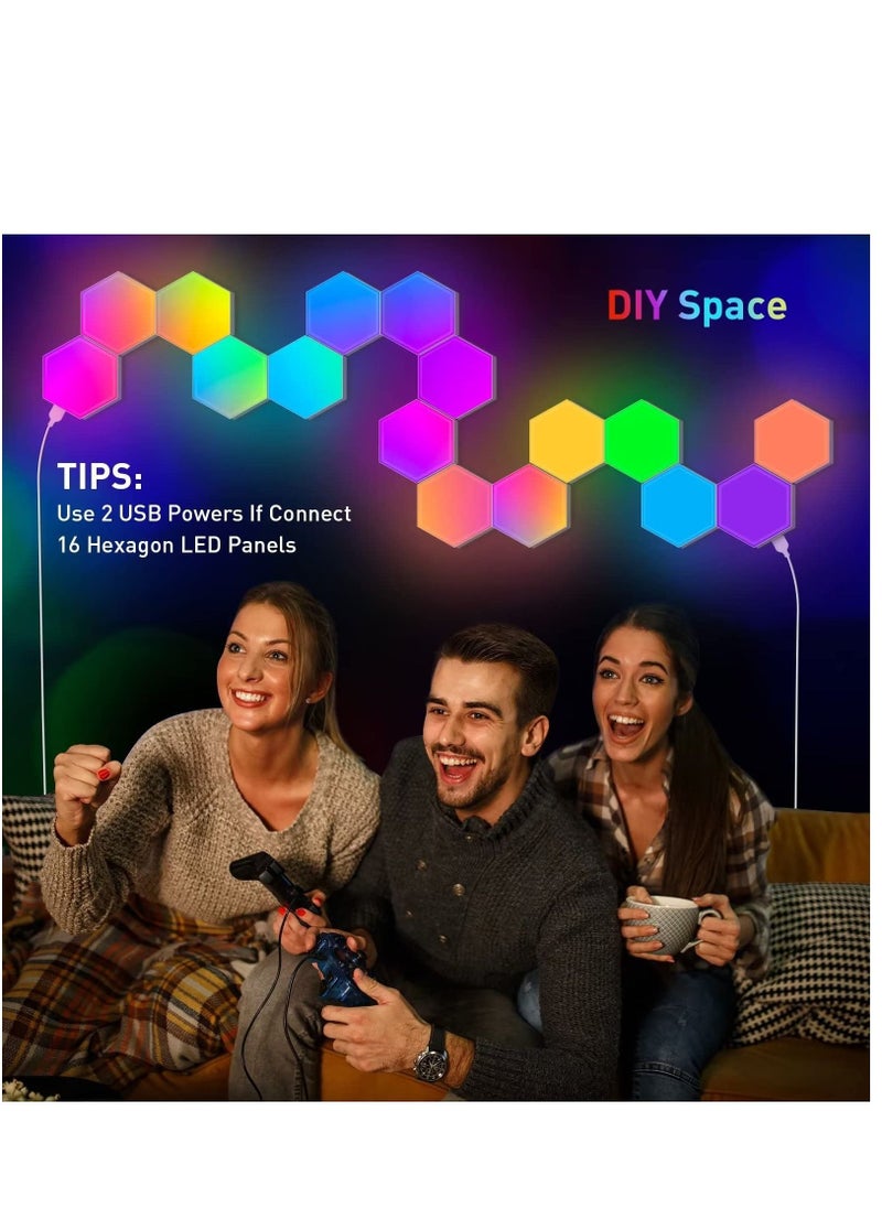 Arabest - LED RGB Gaming Light Decorative Ambient Light Smart Modular Panel Hexagonal Tile Push Slide Extension Shape Wall Light - Image 1