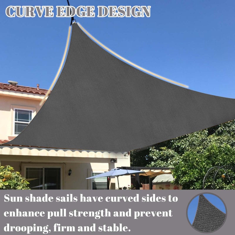 Cool Area Sun Shade Sail 12x16FT Rectangle Shade Canopy Outdoor Sunshade for Patio Backyard Garden, Dark Grey - Image 3