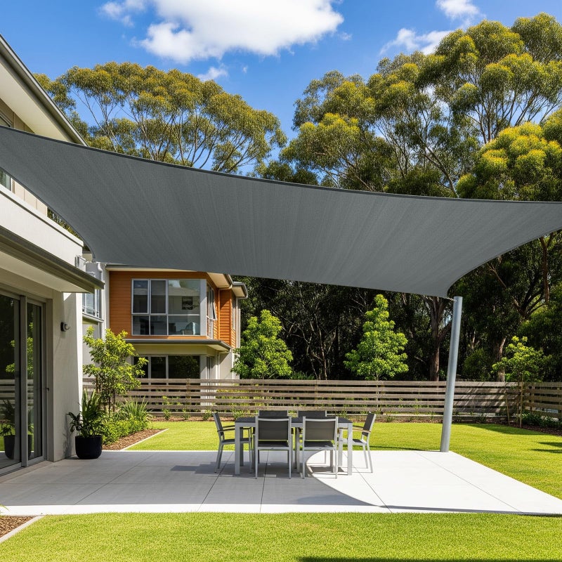 Cool Area Sun Shade Sail 12x16FT Rectangle Shade Canopy Outdoor Sunshade for Patio Backyard Garden, Dark Grey - Image 1