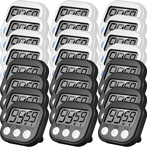 Weewooday Weewooday 24 Pcs Digital Kitchen Timer Magnetic Timer Bulk OnOff Switch Minute Second Count up Countdown Loud Alarm for Exercise Cook BakingBlack White 