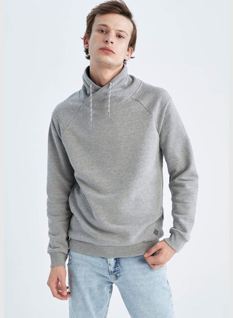 DeFacto Man Slim Fit Hooded Long Sleeve Knitted Sweat Shirt  - Image 1