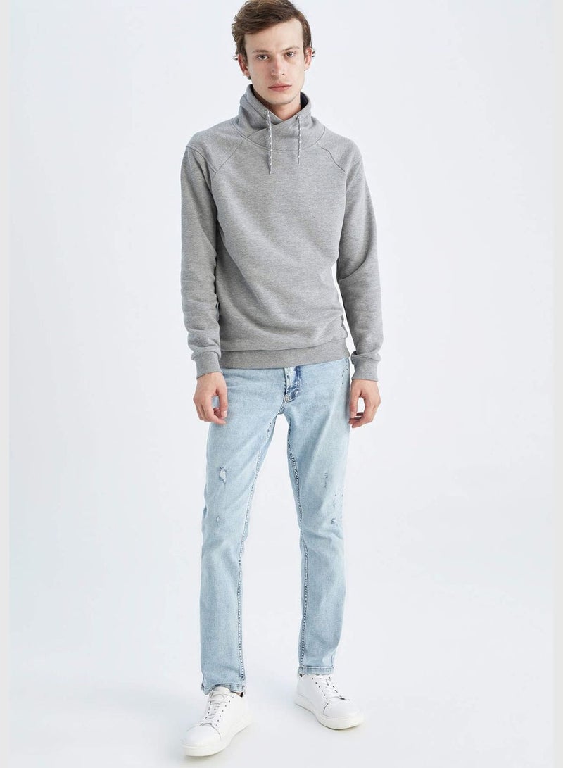 DeFacto Man Slim Fit Hooded Long Sleeve Knitted Sweat Shirt  - Image 2