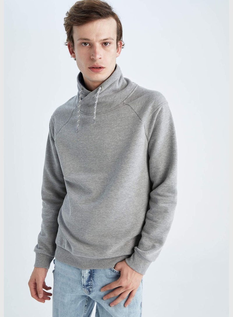 DeFacto Man Slim Fit Hooded Long Sleeve Knitted Sweat Shirt  - Image 3