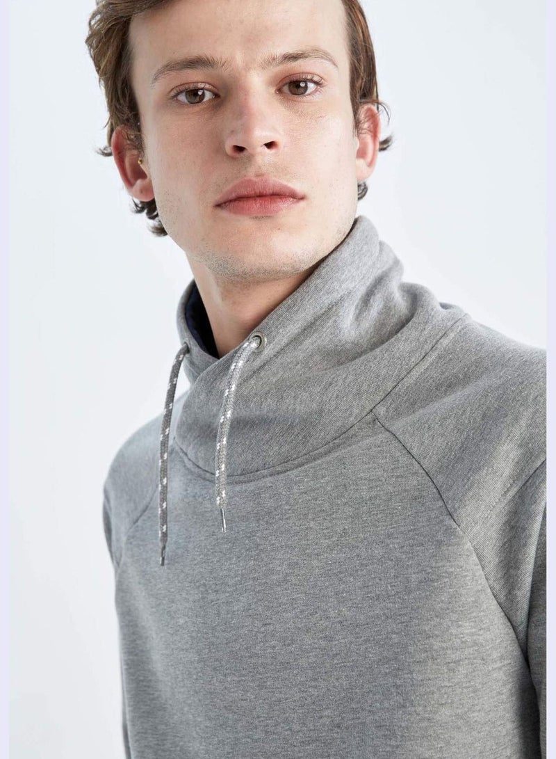 DeFacto Man Slim Fit Hooded Long Sleeve Knitted Sweat Shirt  - Image 4