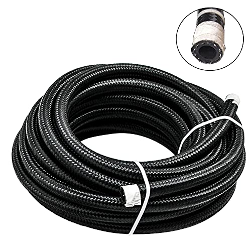 Byredio 8AN Fuel Line Hose 10FT Braided Nylon Stainless Steel 500 PSI High-Pressure Transmission Cooler Hose for Oil, Gas, Fuel, Hydraulic - Image 1