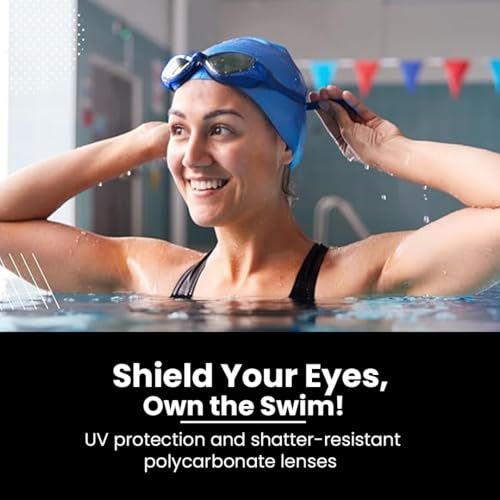 Rainbow Professional Swimming Goggles for Men & Women | Tinted Anti-Fog & UV Protected Swimming Glasses for Men & Women | Leak-Proof Goggle with Adjustable Straps & Nose Clip Blue – Pack of 1 - Image 5