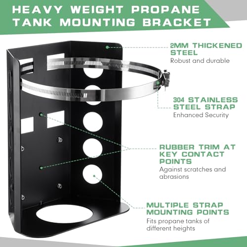 Hicarer حامل خزان البروبان هيسار 10 رطل مع حزام للسيارات والمقطورات والشاحنات والمركبات البرية والقوارب - Image 3