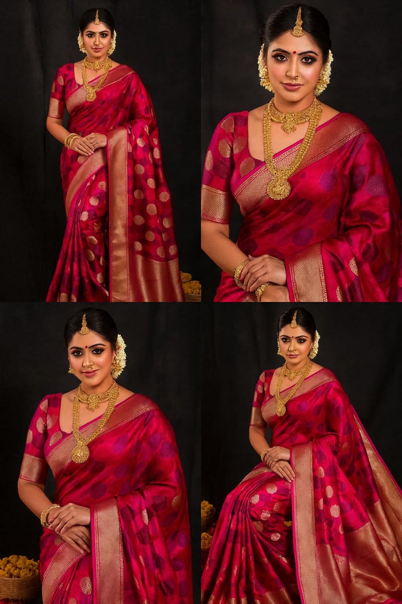 Yashika Women Banarasi Kanjivaram Silk Woven Saree Set with Blouse |saree for Women | Saree | New Sari | Latest Saree - Image 5