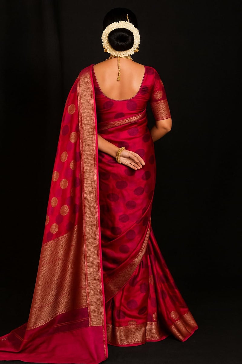 Yashika Women Banarasi Kanjivaram Silk Woven Saree Set with Blouse |saree for Women | Saree | New Sari | Latest Saree - Image 4