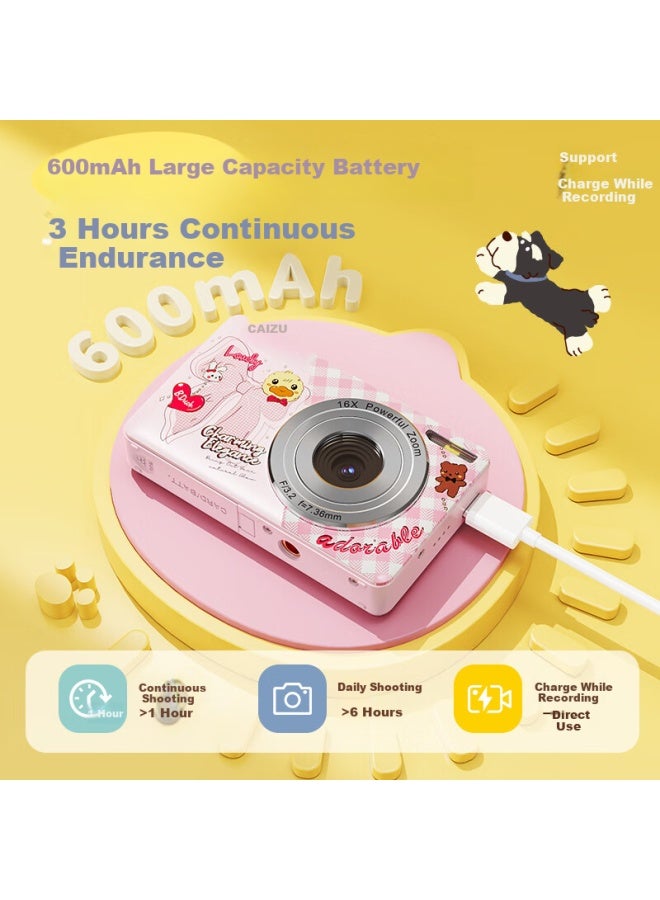 Caizu Student Digital Camera Entry-level Hd Travel Campus Card Machine Flat Ccd Camera Replaceable With Mobile Phone Children's Camera 64g White - Image 5