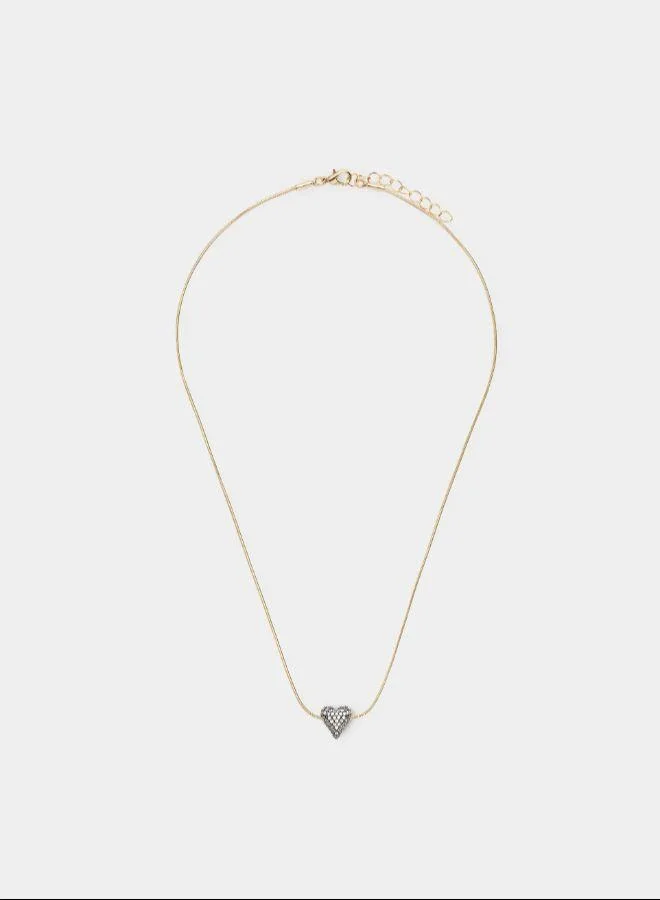 PARFOIS Grey Heart pendant necklace with zirconia for Women | Best Price UAE