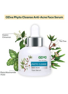 OZiva Phyto Cleanse Anti-Acne Face Serum (with Phyto Niacinamide, Tea Tree Oil, Aloe & Neem) for Acne Control and Acne Scar, Blemish Reduction (Phyto cleanse Serum, 30ml)  - Image 2