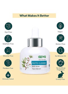 OZiva Phyto Cleanse Anti-Acne Face Serum (with Phyto Niacinamide, Tea Tree Oil, Aloe & Neem) for Acne Control and Acne Scar, Blemish Reduction (Phyto cleanse Serum, 30ml)  - Image 4