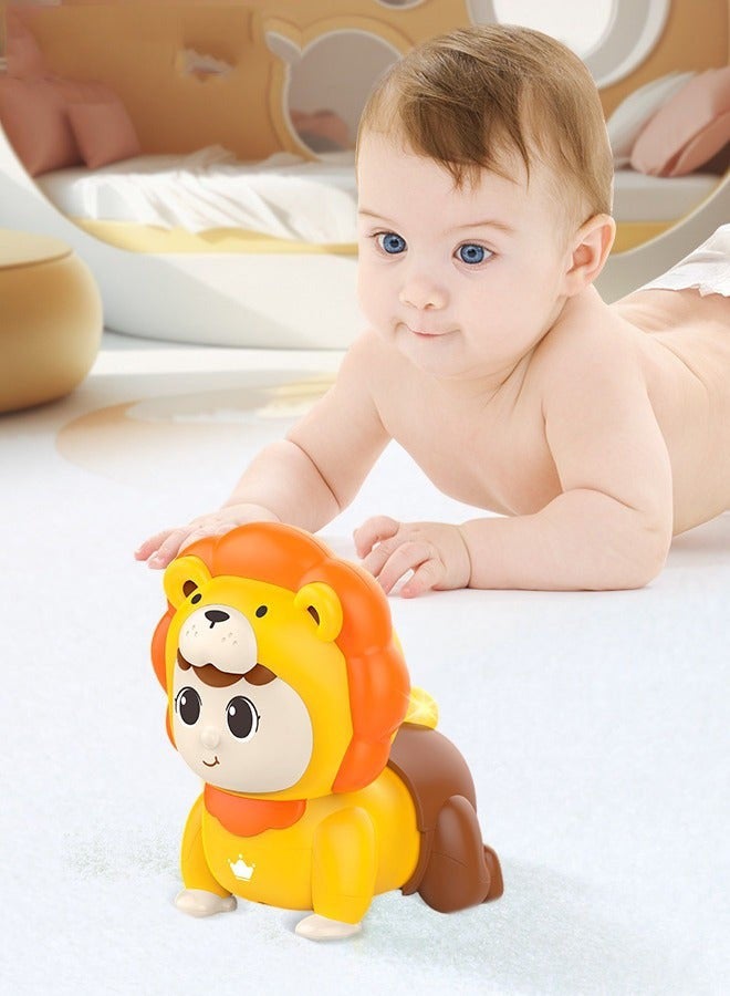 دوركو لعبة موسيقى للأطفال مع 4 أزرار، لعبة زحف كهربائية بموسيقى وضوء، لعبة أسد متعددة الاستخدامات وتعليمية لتعليم الطفل الزحف ورفع رأسه، هدية مثالية للأطفال من عمر 18 شهرًا فأكثر، بأبعاد 13.2 * 13.5 * 16. - Image 3