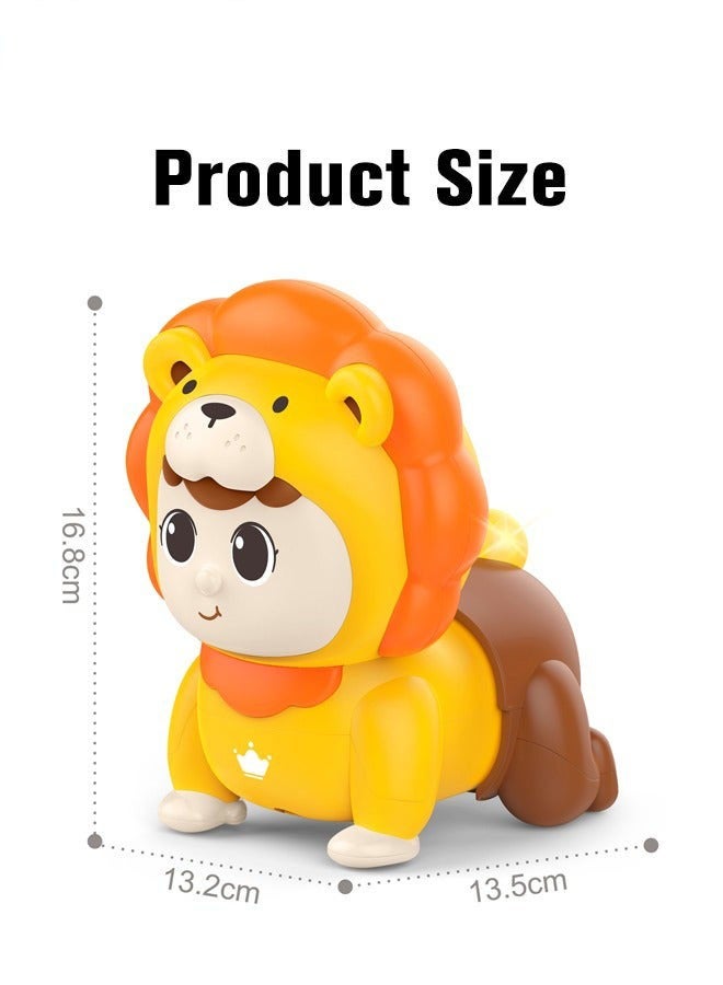 دوركو لعبة موسيقى للأطفال مع 4 أزرار، لعبة زحف كهربائية بموسيقى وضوء، لعبة أسد متعددة الاستخدامات وتعليمية لتعليم الطفل الزحف ورفع رأسه، هدية مثالية للأطفال من عمر 18 شهرًا فأكثر، بأبعاد 13.2 * 13.5 * 16. - Image 4