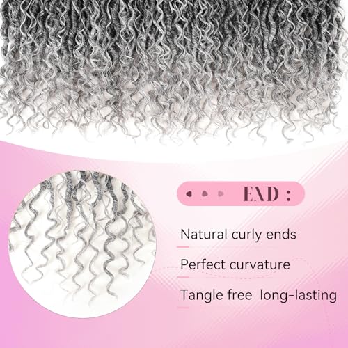 Aipin Goddess Faux Locs Crochet Hair 18 Inch Boho River Locs Hippie Locs Wavy Crochet With Curly Hair In Middle And Ends Braids Hair Extensions(8Packs,18 inch,Tgrey) - Image 5