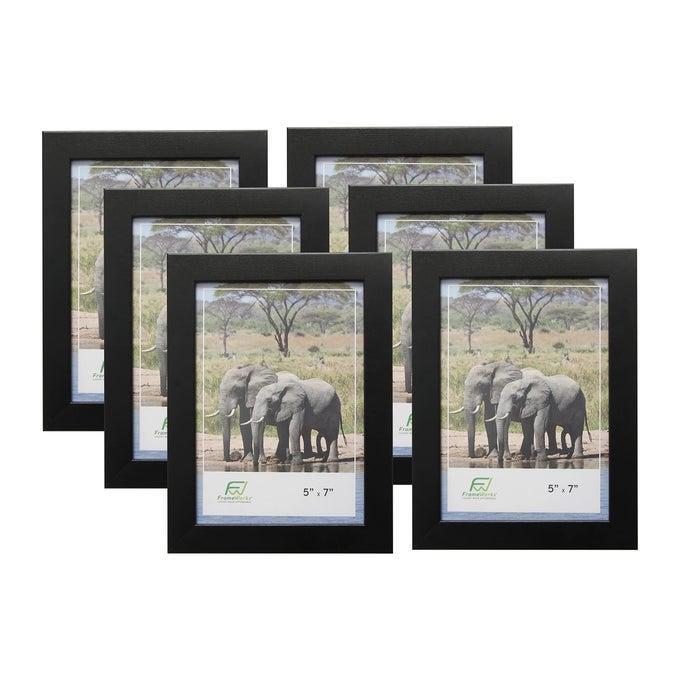Value 6Pack 5 x 7 Classic Black Gallery Style Picture Frames