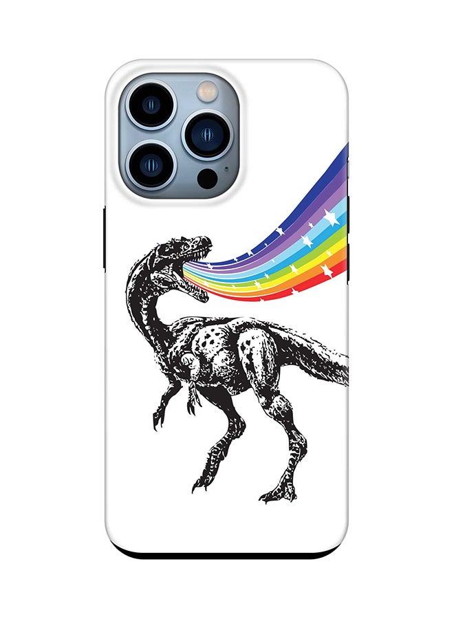 Tough Pro Series Case for Apple iPhone 14 Pro Dual Layer hybrid PC & TPU Customized Mobile Cover Shield with inner TPU protection Matte Finish - Rainbow Dino