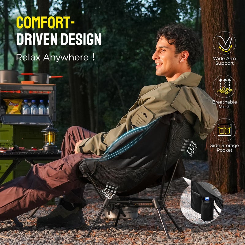 Mojest Portable Camping Chair â€“ Compact Lightweight Folding Chair for Adults, Supports 330 lbs â€“ Ideal for Backpacking Hiking, Fishing, Beach, Picnic & Lawn (Black) - Image 4
