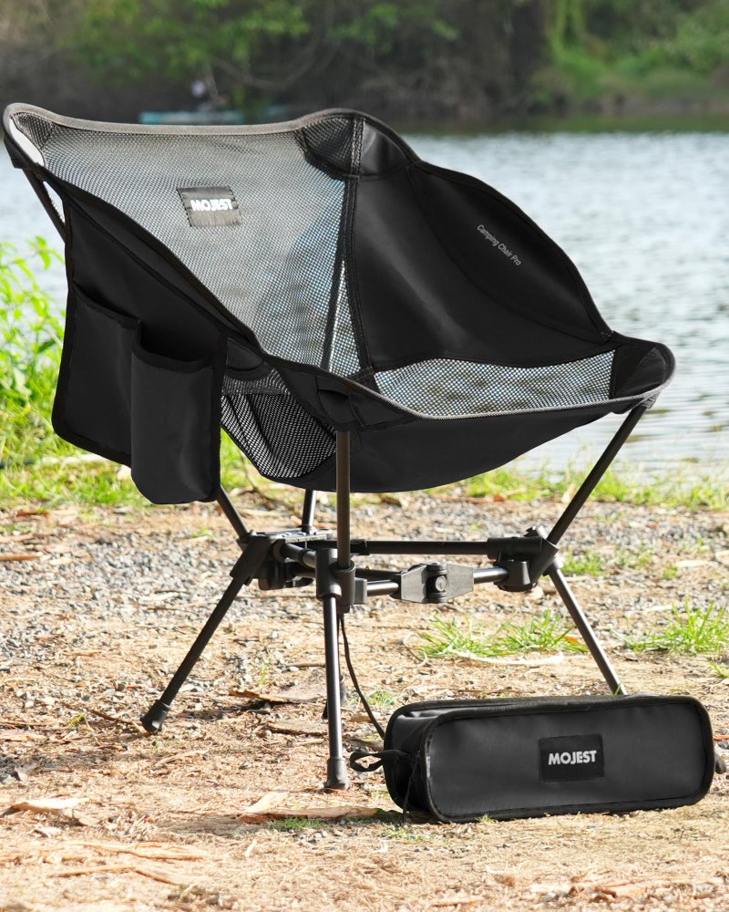 Mojest Portable Camping Chair â€“ Compact Lightweight Folding Chair for Adults, Supports 330 lbs â€“ Ideal for Backpacking Hiking, Fishing, Beach, Picnic & Lawn (Black) - Image 1
