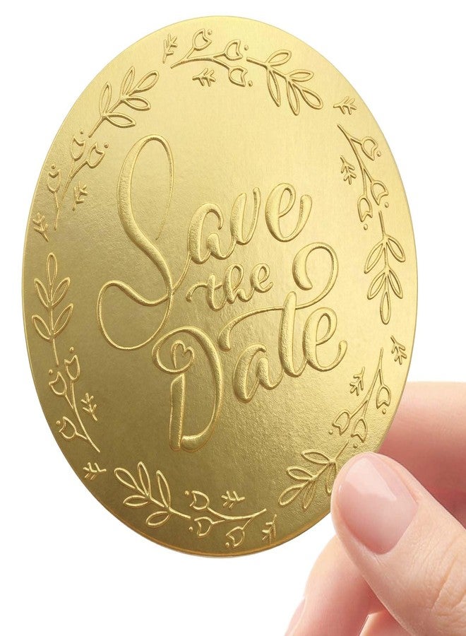 YYDESN 100PCS Save the Date Stickers, 1.6 Inch Gold Foil Embossed Wedding Envelope Seals for Invitations, Bridal Shower, Engagement Party, Wedding Favor Bags, Gift Wrapping Labels - Image 1