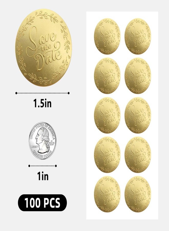 YYDESN 100PCS Save the Date Stickers, 1.6 Inch Gold Foil Embossed Wedding Envelope Seals for Invitations, Bridal Shower, Engagement Party, Wedding Favor Bags, Gift Wrapping Labels - Image 2