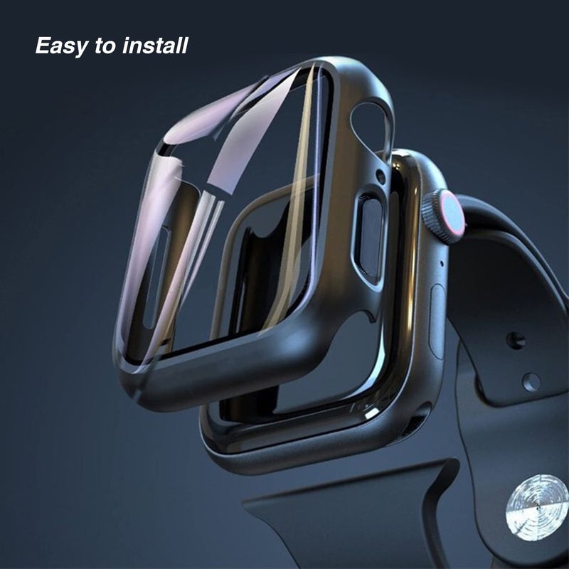 Ailun for Apple Watch Series 9 & 8 & 7 Screen Protector Case [41mm], Ultra-Thin Hard PC Case Built in Tempered Glass for iWatch, Shockproof Cover with Button [2 Pack][Black] - Image 2
