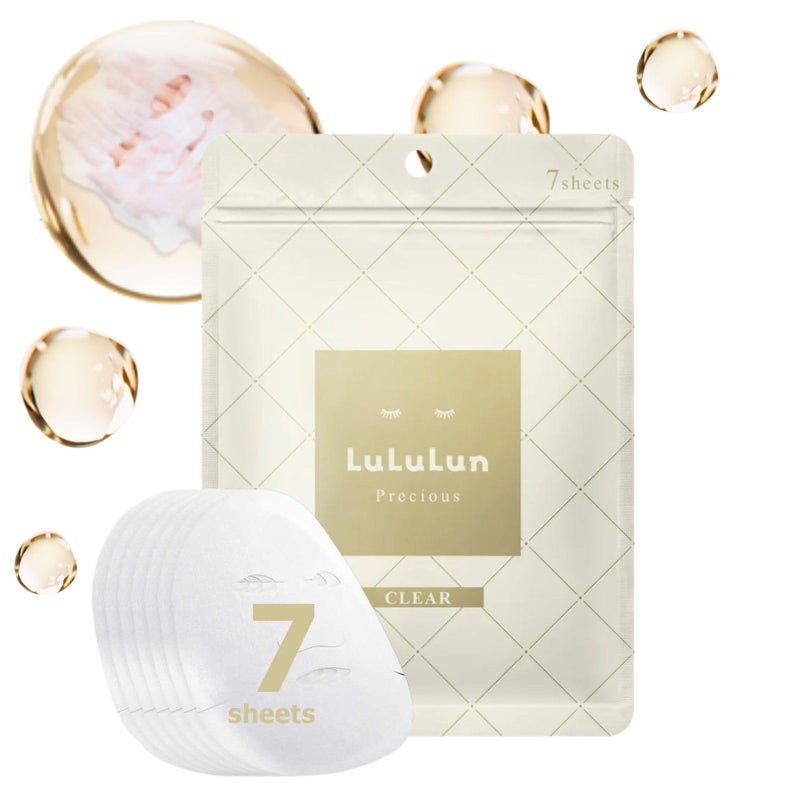 Lululun قناع الوجه لولو لونو 7 EA لمكافحة الشيخوخة للبشرة الباهتة مرطب يومي قناع وجه من اليابان بتقنية امتصاص العناية العميقة مع مستخلص أوراق الشيزو والفيتامينات وكاتيشين الشاي الأخضر PRECIOUS WHITE