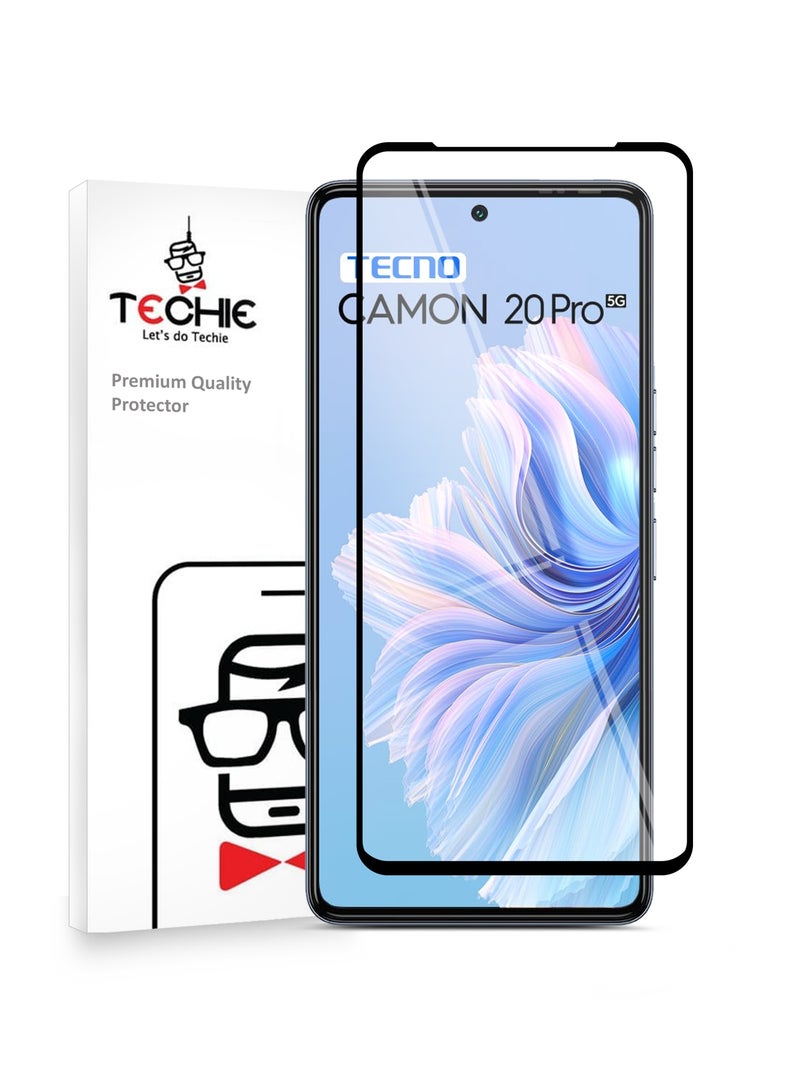 Techie  5D Full Cover 9H Hardness HD Tempered Glass Screen Protector for Tecno Camon 20 Pro - Anti-Scratch, Anti-Fingerprint, and Bubbles Free Technology - Image 1