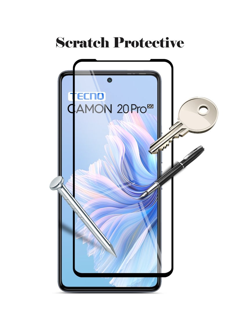 Techie  5D Full Cover 9H Hardness HD Tempered Glass Screen Protector for Tecno Camon 20 Pro - Anti-Scratch, Anti-Fingerprint, and Bubbles Free Technology - Image 4