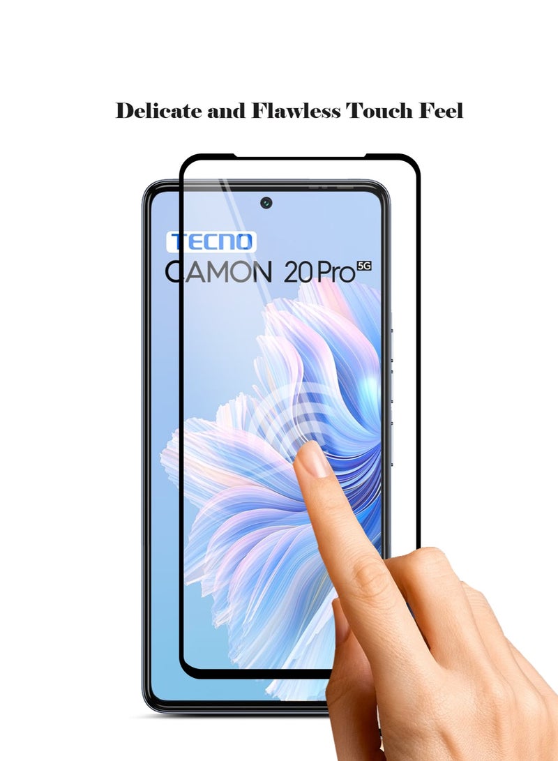 Techie  5D Full Cover 9H Hardness HD Tempered Glass Screen Protector for Tecno Camon 20 Pro - Anti-Scratch, Anti-Fingerprint, and Bubbles Free Technology - Image 2