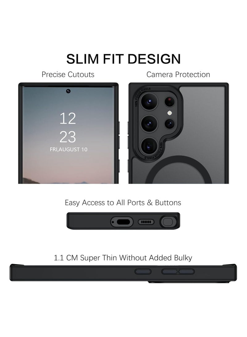 Eligo for Samsung S24 Ultra Case, Compatible with MagSafe, Magnetic Translucent Matte Back Shockproof Cover with Strong Magnet, Slim Thin Full Protection Phone Case for Galaxy S24 Ultra 5G (Black) - Image 4