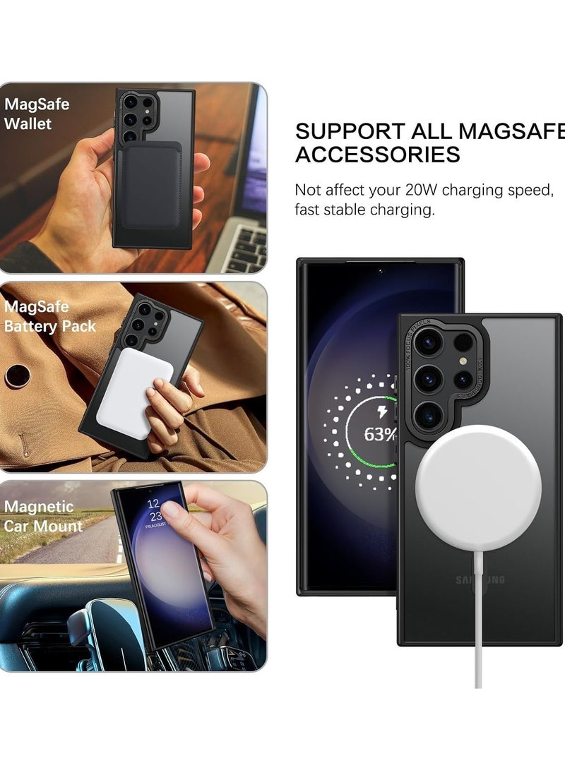 Eligo for Samsung S24 Ultra Case, Compatible with MagSafe, Magnetic Translucent Matte Back Shockproof Cover with Strong Magnet, Slim Thin Full Protection Phone Case for Galaxy S24 Ultra 5G (Black) - Image 2
