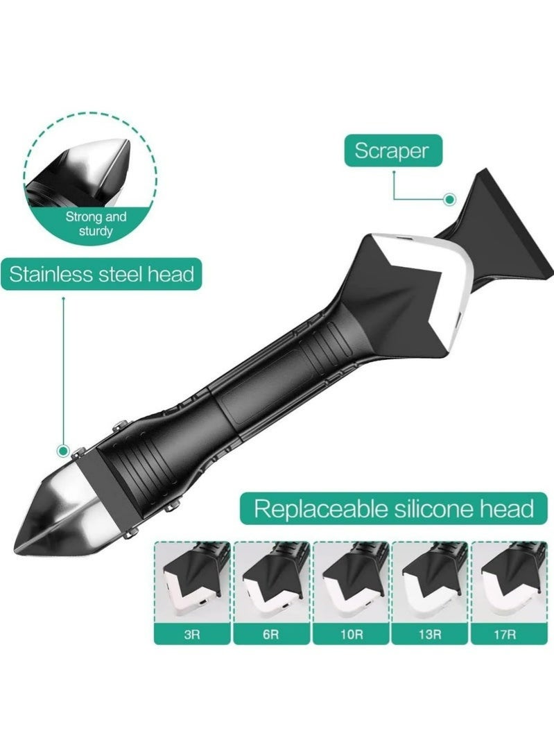 3 In 1 Silicone Caulking Tools Kit Glass Glue Angle Scraper Caulking Nozzle Applicator Finishing Tool Sealant Grout Remover For Home Bathroom Kitchen Sealing Repair - Image 2