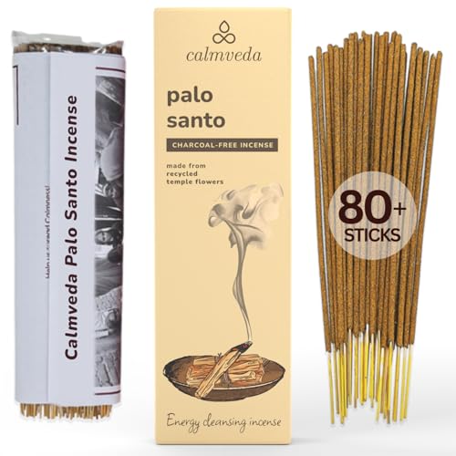 Calmveda Holy Palo Santo Incense Sticks - 80 Charcoal Free Incense, Made from Upcycled Flowers | Cleansing Incense Sticks Spiritual or Inciensos para Sacar Malas Energias - Image 1