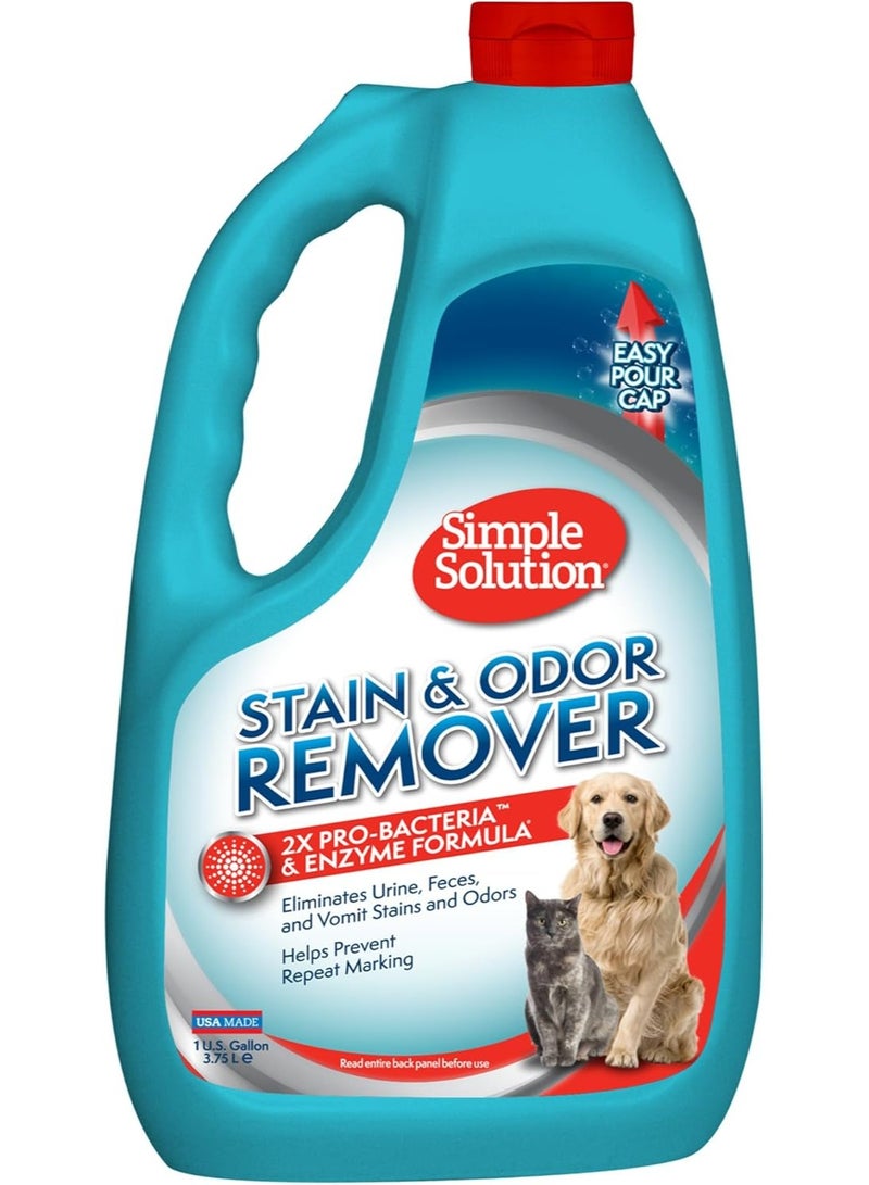 Simple Solution Stain u0026 Odor Eliminator for Pets, Carpet Deodorizer, Enzyme Pet Odor Eliminator for Home, Stain Remover for Cat u0026 Dog Pee, Urine Destroyer, Carpet Cleaner Spray, Gallon - Image 1