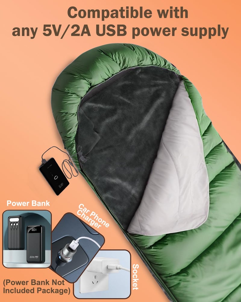 XPLI Heated Sleeping Bag Liner for Camping - Heated Blanket for Camping Portable Heating Sleeping Bag Pad 3 Adjustable Temperature Levels with 9 Heating Zones for Cold Weather Backpacking or Hiking - Image 3