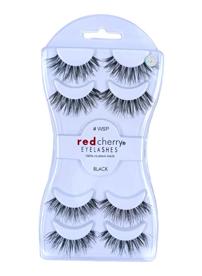 ريد تشيري رموش ريد شيري من شعر بشري أسود 4 في 1 # WSP