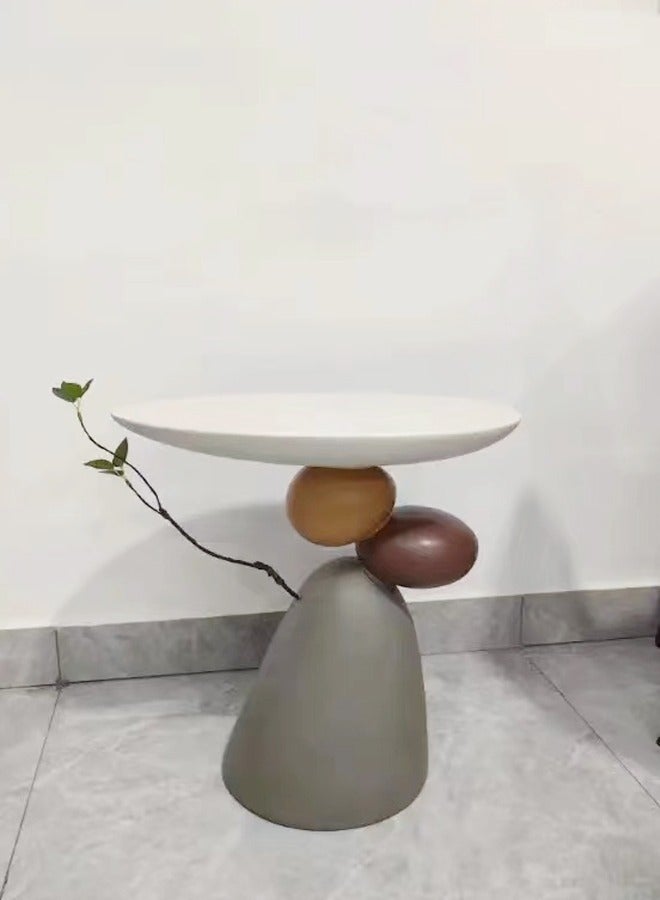 رافين 1-قطعة حديثة الاسكندنافية نمط الحجر منحوتة الفن تصميم استقالة الجدول الجانبي جولة أعلى صينية نهاية الجدول لغرفة نوم غرفة المعيشة مكاتب 51x29x50 سم - Image 2