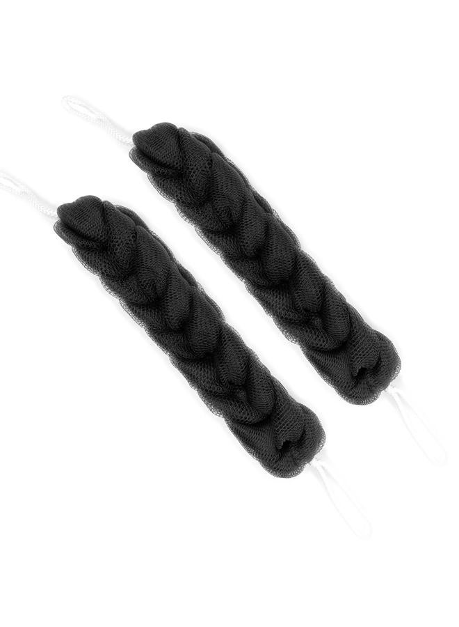 PPHAO BASIC PPHAO - 2 Pack Charcoal Back Scrubber for Shower - Long Loofah Sponge for Women - Bath Sponge - Loofah Back Scrubber for Shower Exfoliating for Men and Women- 21.5 INCH - Black Loofah - Image 1