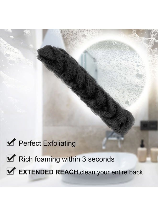 PPHAO BASIC PPHAO - 2 Pack Charcoal Back Scrubber for Shower - Long Loofah Sponge for Women - Bath Sponge - Loofah Back Scrubber for Shower Exfoliating for Men and Women- 21.5 INCH - Black Loofah - Image 4