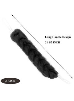 PPHAO BASIC PPHAO - 2 Pack Charcoal Back Scrubber for Shower - Long Loofah Sponge for Women - Bath Sponge - Loofah Back Scrubber for Shower Exfoliating for Men and Women- 21.5 INCH - Black Loofah  - Image 2