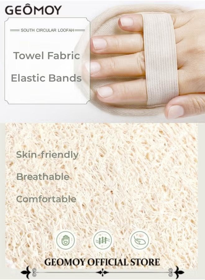 Geomoy 6pcs Bathing and Exfoliating Set 1pc Hair Scalp Massager Shampoo Brush with Soft Silicone Bristles & 2pcs Natural and Eco-friendly Loofah Pads & 3pcs Bath Sponges in Larger Size - Image 4