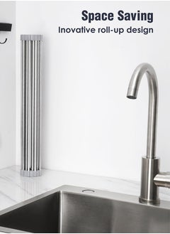 Perfii 2pcs Large Roll Up Dish Drying Rack, Multipurpose Stainless Steel Kitchen Drainer Rack Over Sink  - Image 4