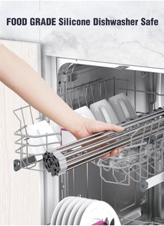 Perfii 2pcs Large Roll Up Dish Drying Rack, Multipurpose Stainless Steel Kitchen Drainer Rack Over Sink  - Image 3
