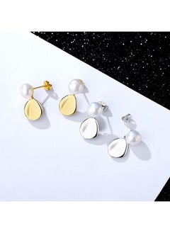 Yami Pearl Earrings Drop Dangle, 925 Sterling Silver Hypoallergenic Earrings White Gold Plated, Freshwater Cultured Genuine Pearl 8Mm, Birthday Anniversary Jewelry Gifts For Women  - Image 2