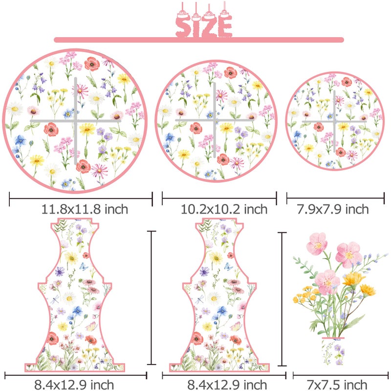 umoni Wildflower Cupcake Stand Spring Wildflower Birthday Party Decorations Wildflower Cupcake Holder 3 Tiers Floral Dessert Towers for Flower Theme Baby Shower Supplies - Image 5